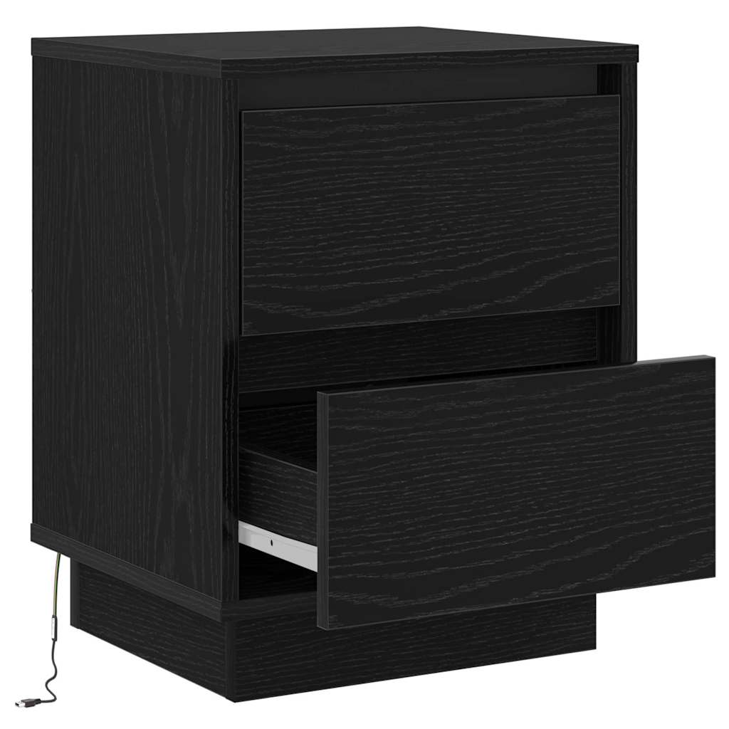 Nattbordskap 2 pcs Svart Eik 39 x 34,5 x 50 cm Konstruert tre