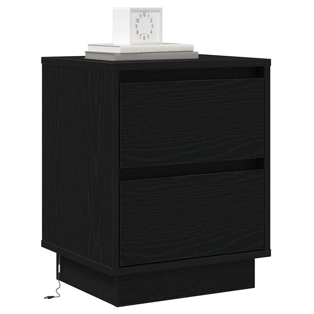 Nattbordskap 2 pcs Svart Eik 39 x 34,5 x 50 cm Konstruert tre