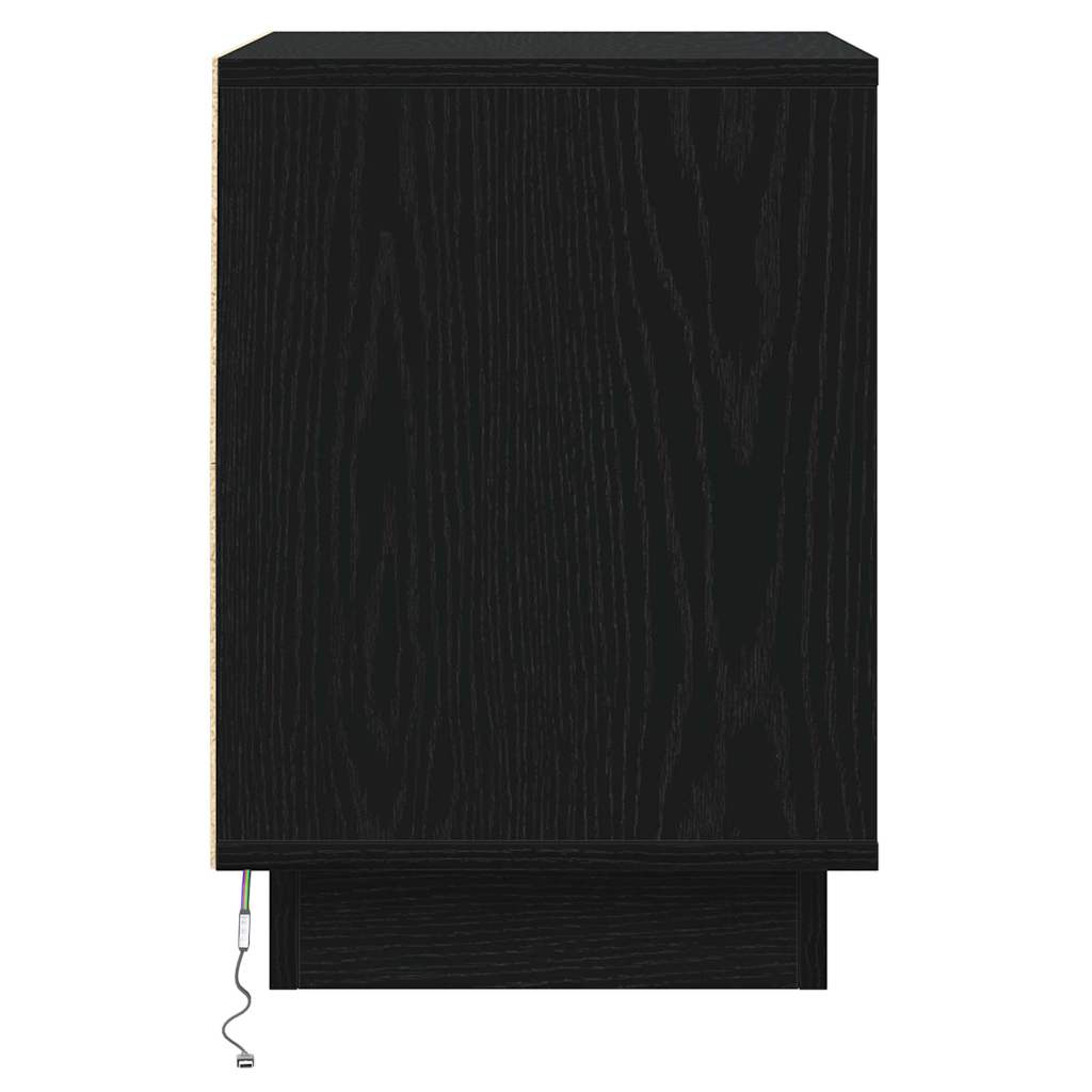 Nattbordskap 2 pcs Svart Eik 39 x 34,5 x 50 cm Konstruert tre