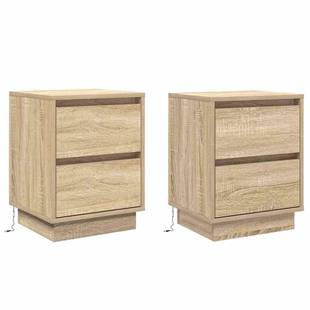 Nattbordskap 2 pcs Sonoma eik 39 x 34.5 x 50 cm Konstruert tre