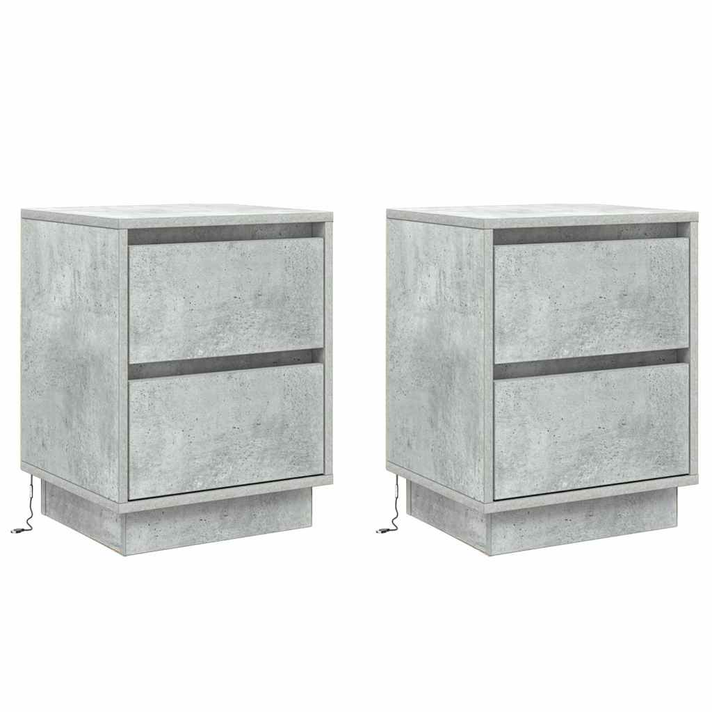 Nattbordskap 2 pcs Betonggrå 39 x 34,5 x 50 cm Konstruert tre