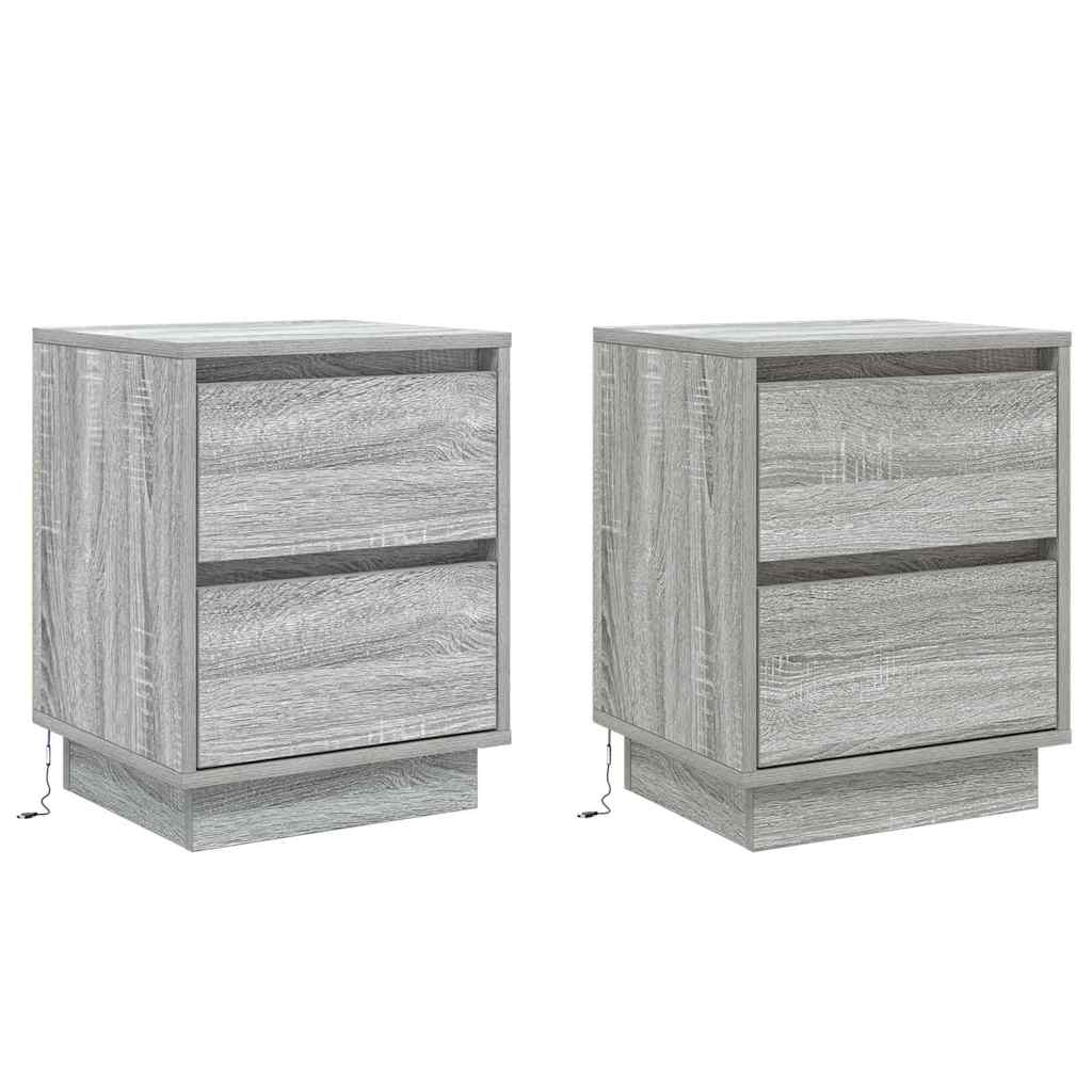 Nattbordskap 2 pcs Grå 39 x 34,5 x 50 cm Konstruert tre