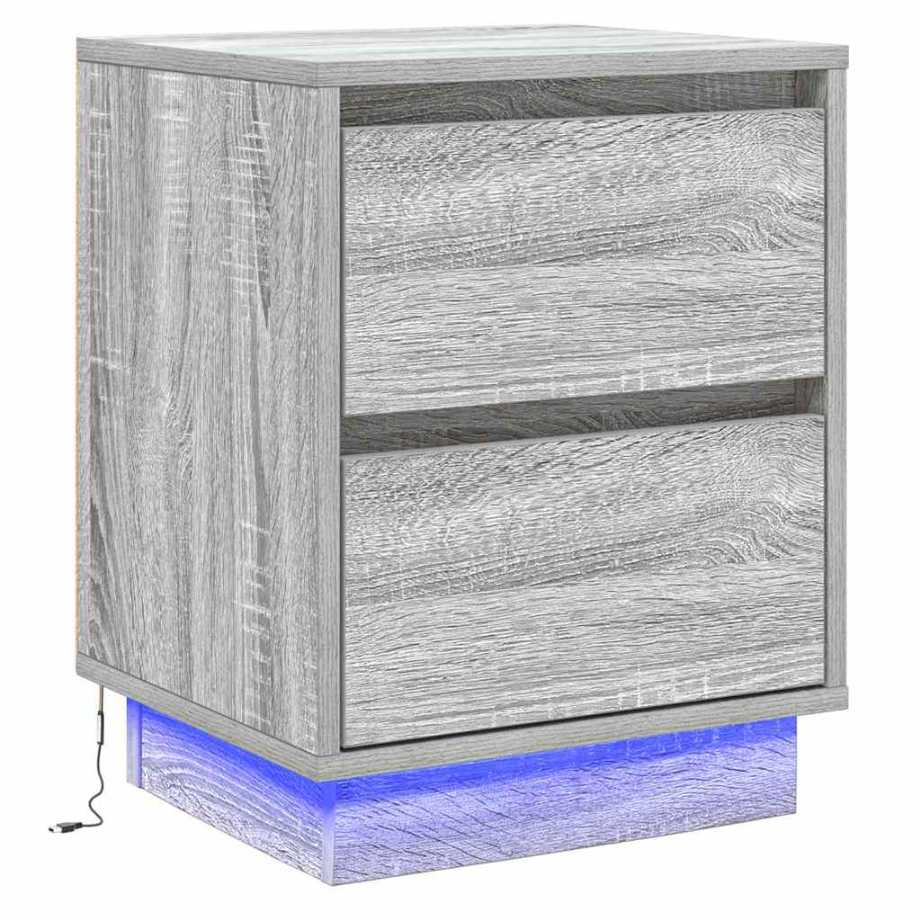 Nattbordskap 2 pcs Grå 39 x 34,5 x 50 cm Konstruert tre
