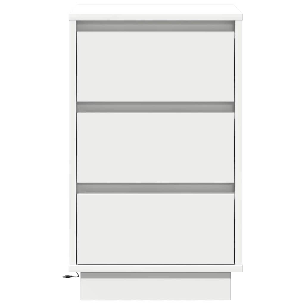 Nattbordskap med skuff Hvit 39 x 34.5 x 65 cm Konstruert tre