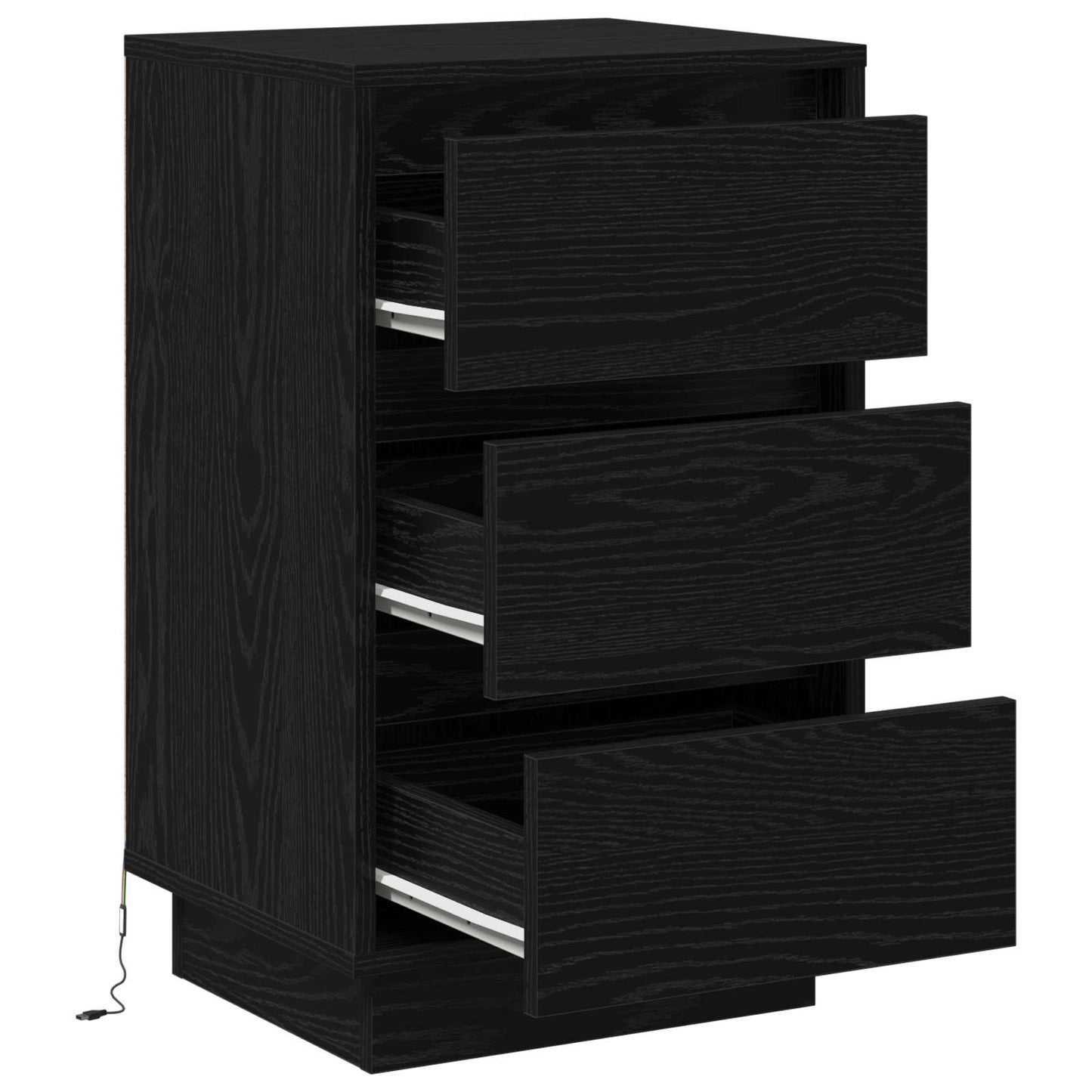 Nattbordskap Svart Eik 39 x 34,5 x 65 cm Konstruert tre