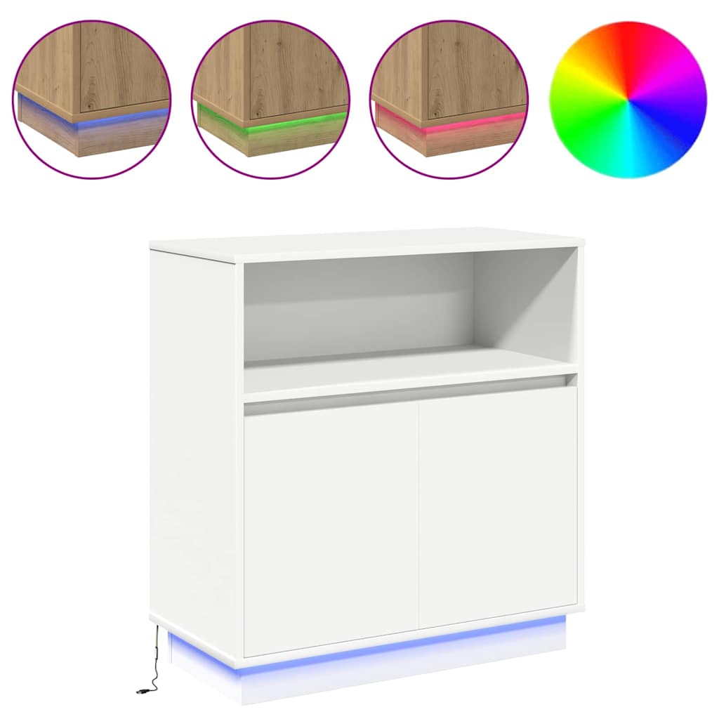 LED sideboard Hvit 71 x 34,5 x 75 cm Konstruert tre