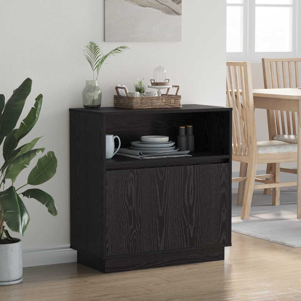 LED sideboard Svart Eik 71 x 34,5 x 75 cm Konstruert tre