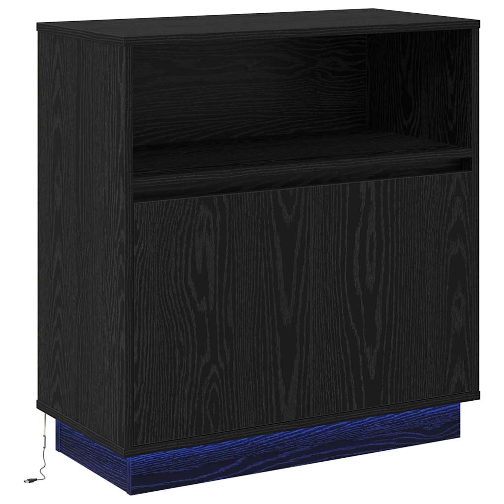 LED sideboard Svart Eik 71 x 34,5 x 75 cm Konstruert tre