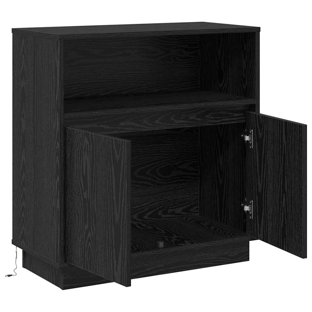 LED sideboard Svart Eik 71 x 34,5 x 75 cm Konstruert tre