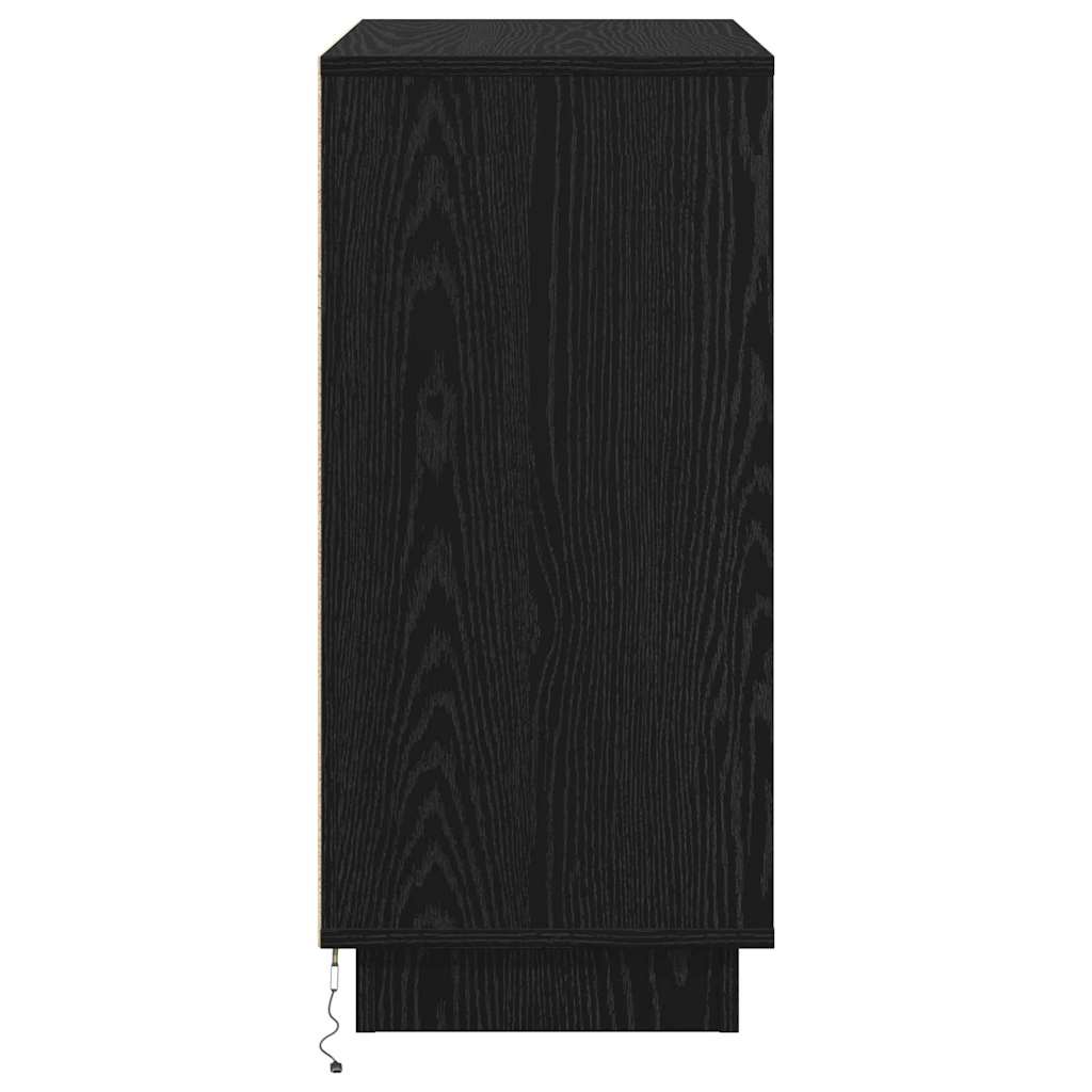 LED sideboard Svart Eik 71 x 34,5 x 75 cm Konstruert tre