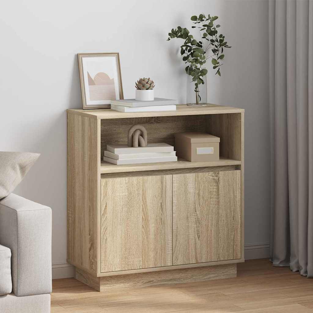 LED sideboard Sonoma eik 71 x 34,5 x 75 cm Konstruert tre