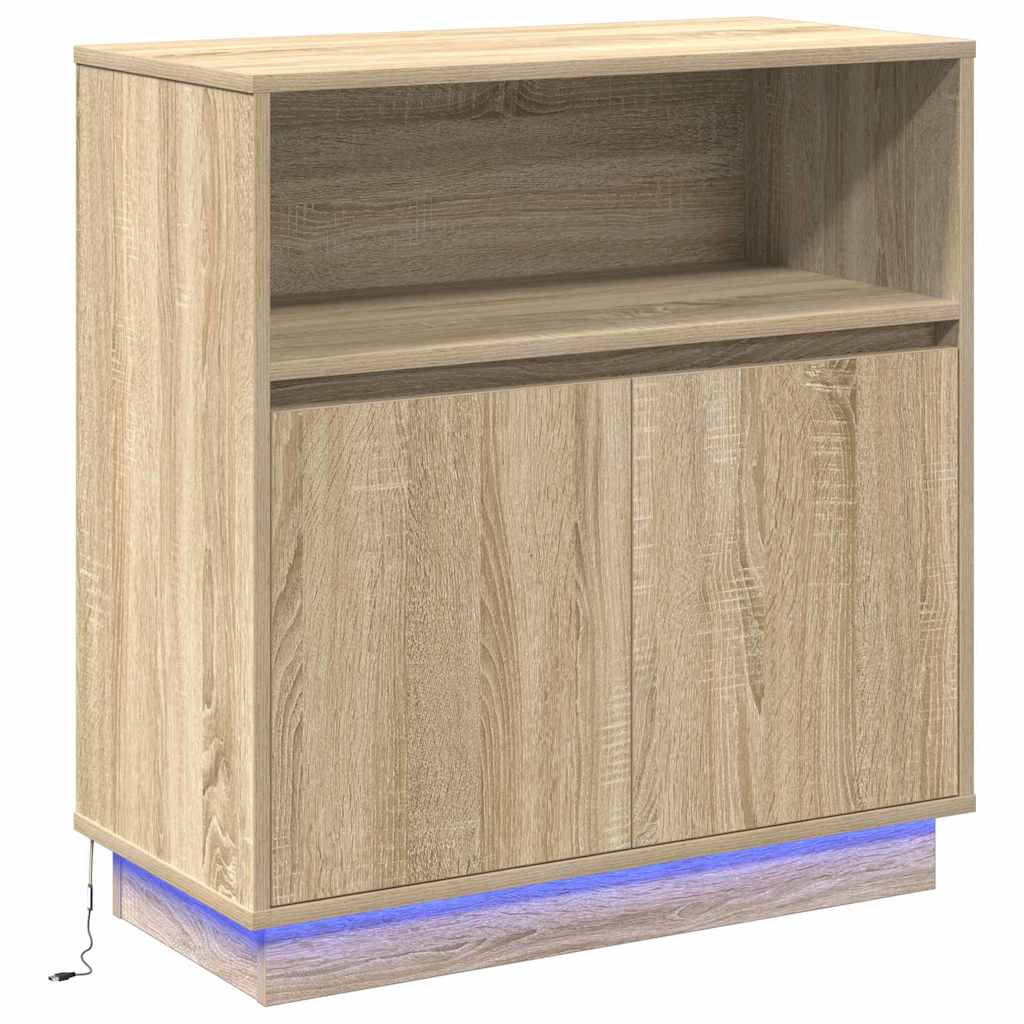 LED sideboard Sonoma eik 71 x 34,5 x 75 cm Konstruert tre