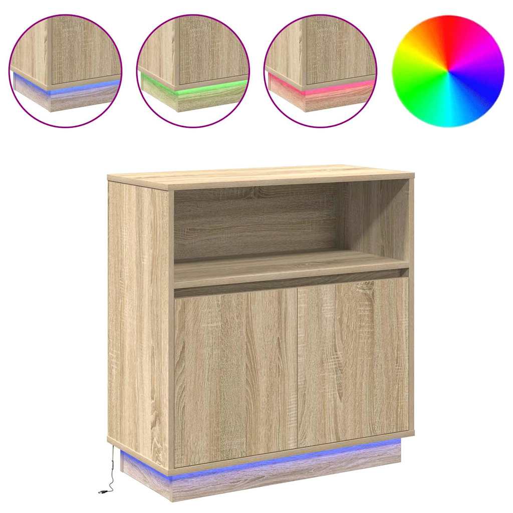 LED sideboard Sonoma eik 71 x 34,5 x 75 cm Konstruert tre
