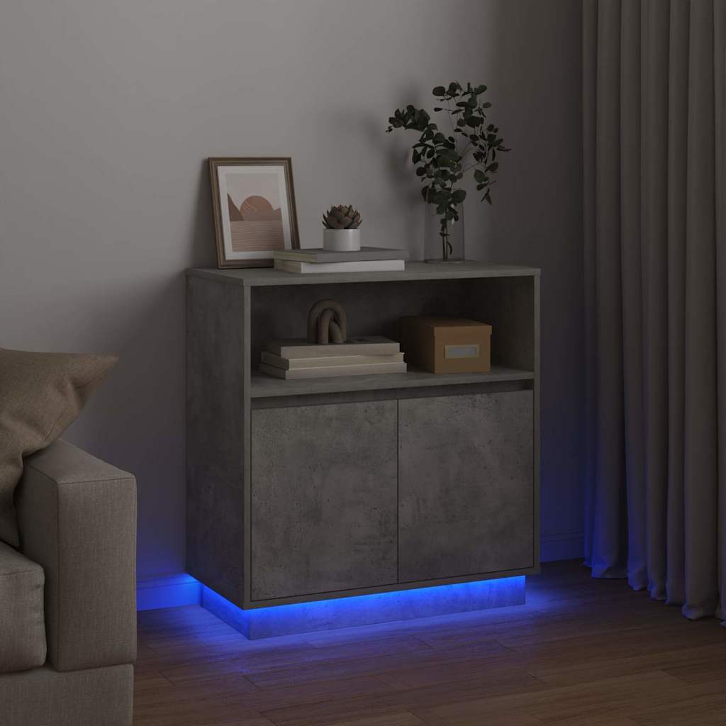 LED sideboard Betonggrå 71 x 34,5 x 75 cm Konstruert tre