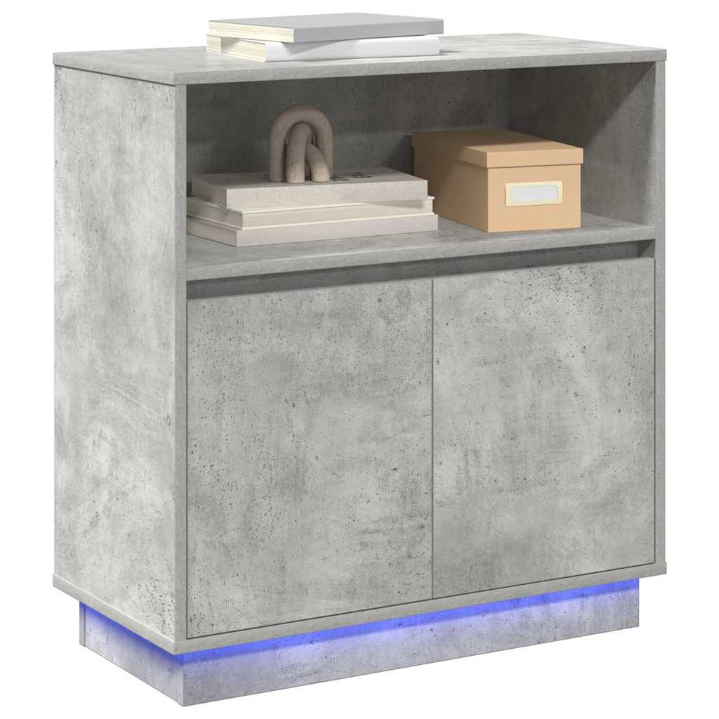 LED sideboard Betonggrå 71 x 34,5 x 75 cm Konstruert tre