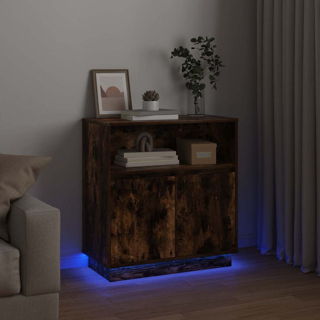 LED sideboard Røkt eik 71 x 34,5 x 75 cm Konstruert tre