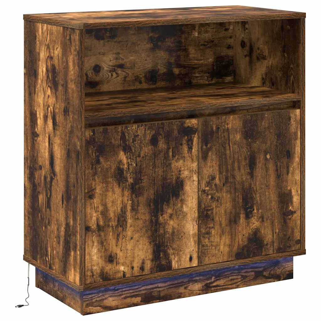 LED sideboard Røkt eik 71 x 34,5 x 75 cm Konstruert tre