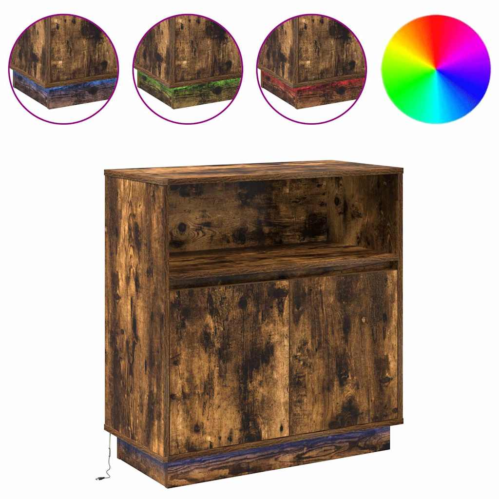 LED sideboard Røkt eik 71 x 34,5 x 75 cm Konstruert tre