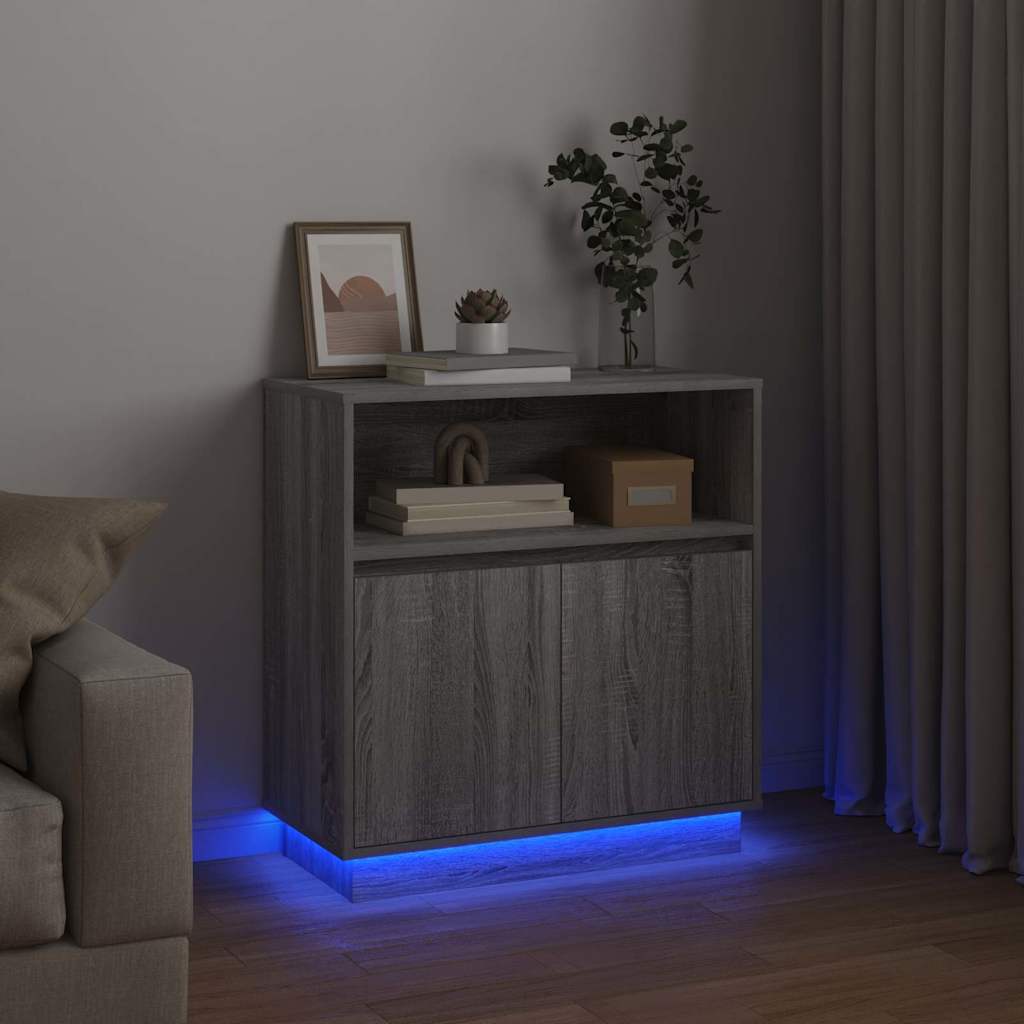LED sideboard Grå Sonoma 71 x 34,5 x 75 cm Konstruert tre
