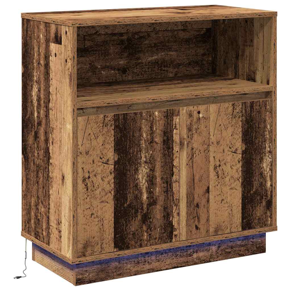 LED sideboard Gammelt tre 71 x 34,5 x 75 cm Konstruert tre