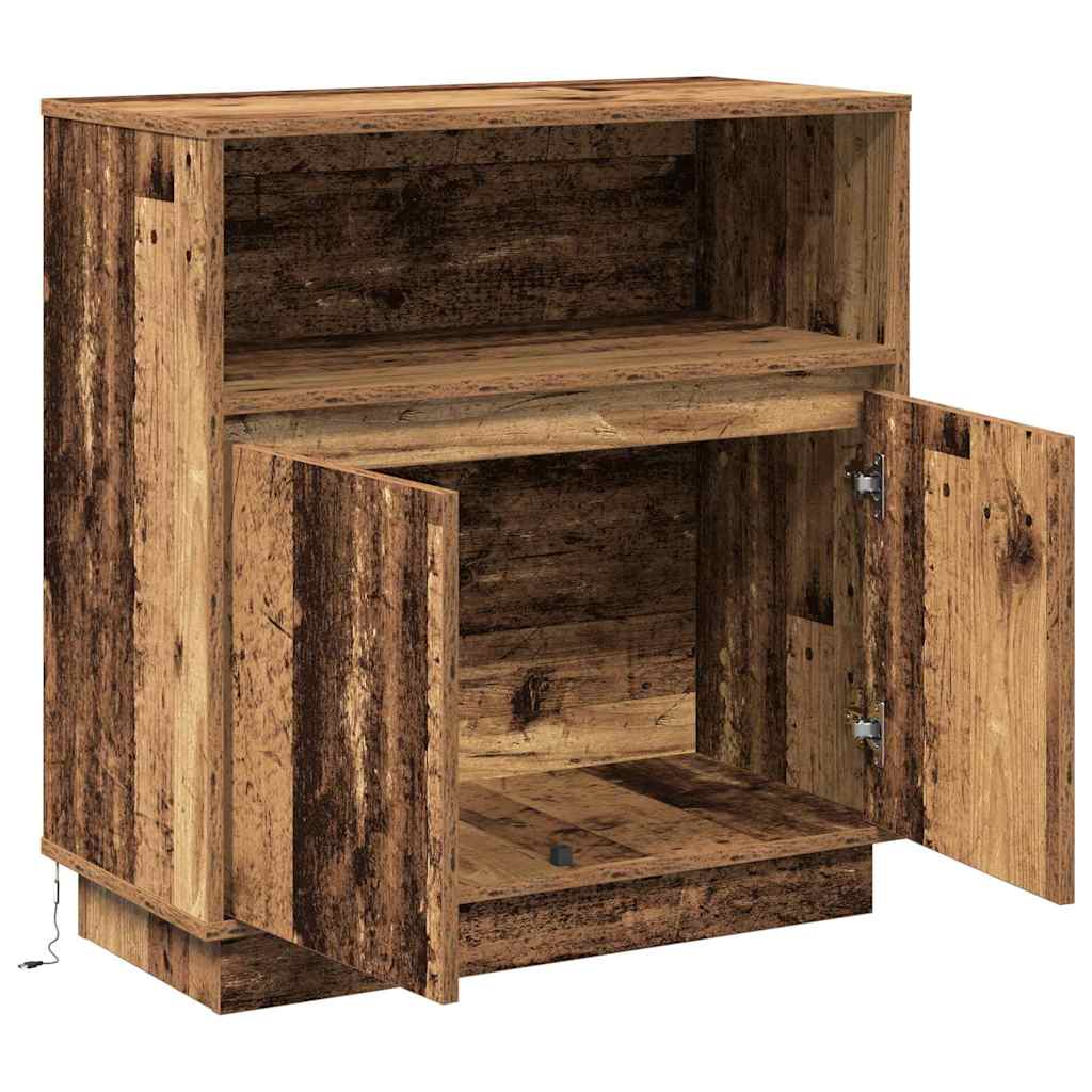 LED sideboard Gammelt tre 71 x 34,5 x 75 cm Konstruert tre