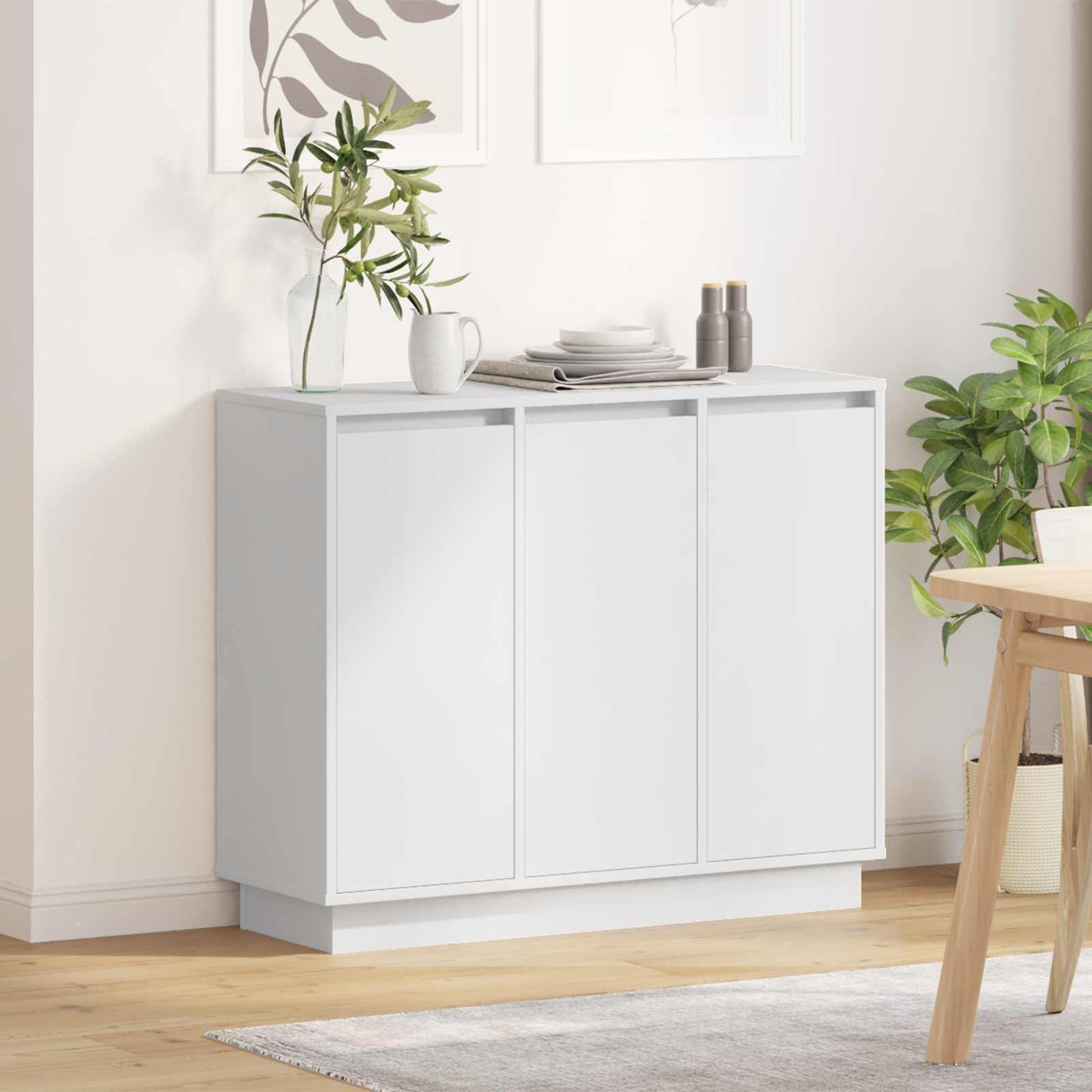 LED sideboard Hvit 90 x 32 x 75 cm Konstruert tre