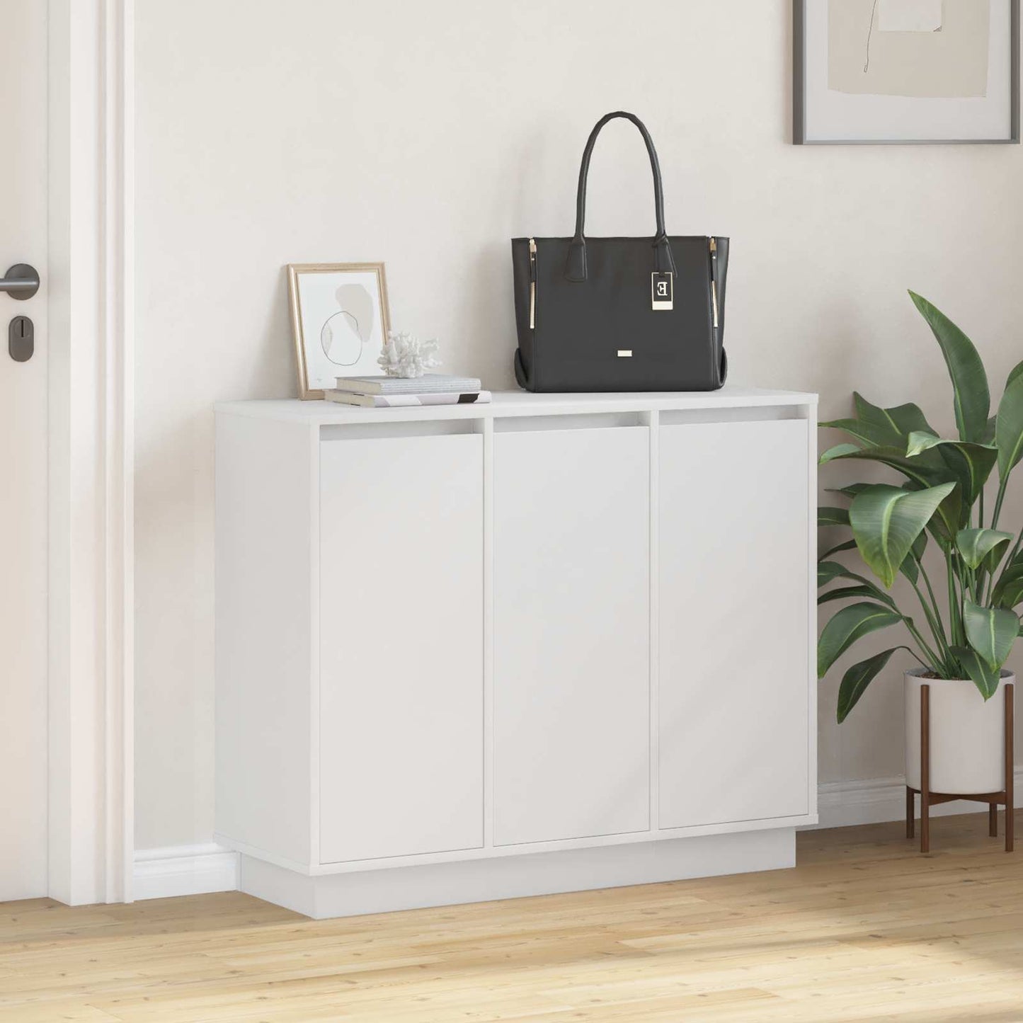 LED sideboard Hvit 90 x 32 x 75 cm Konstruert tre