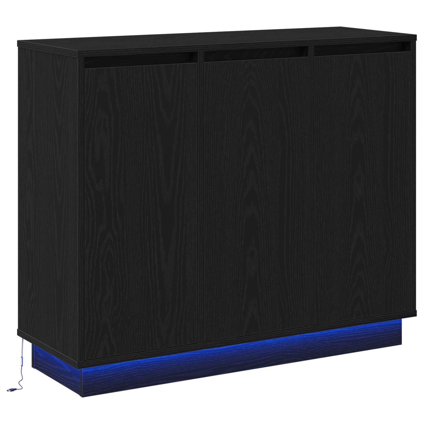 LED sideboard Svart Eik 90 x 32 x 75 cm Konstruert tre