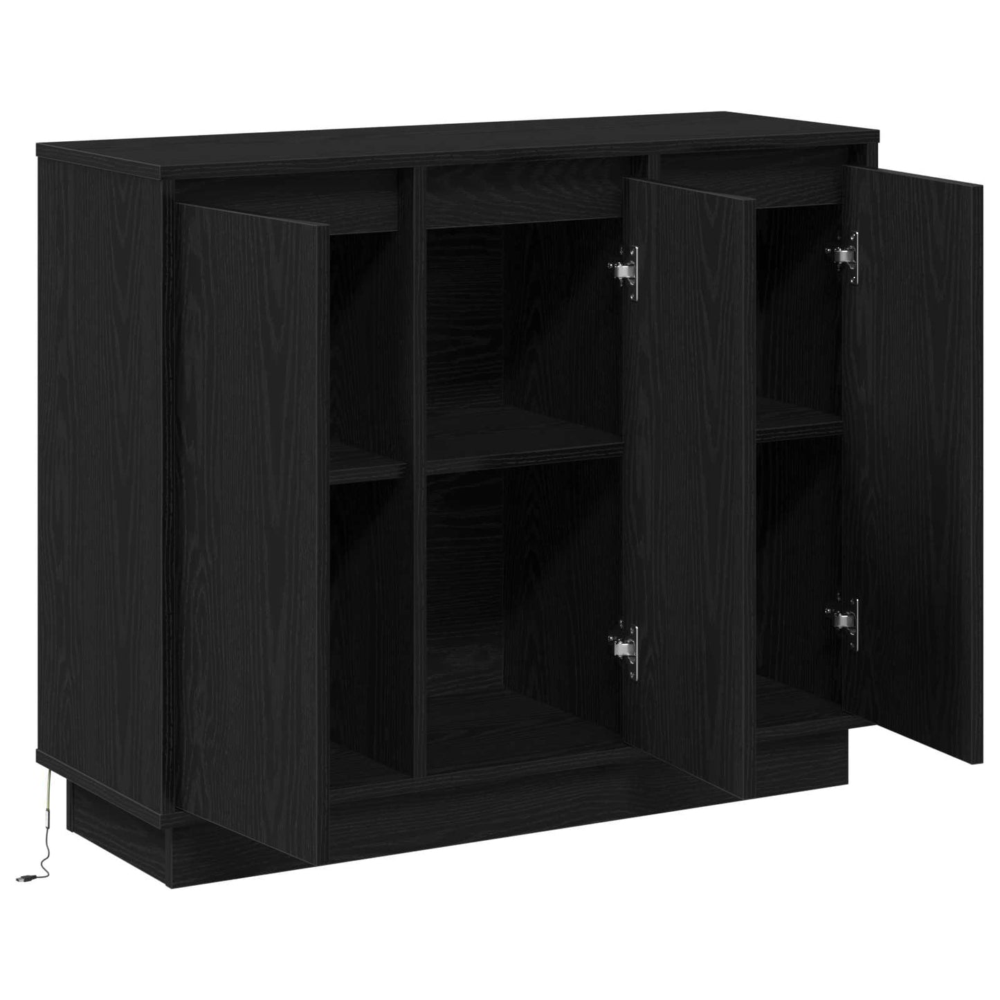 LED sideboard Svart Eik 90 x 32 x 75 cm Konstruert tre