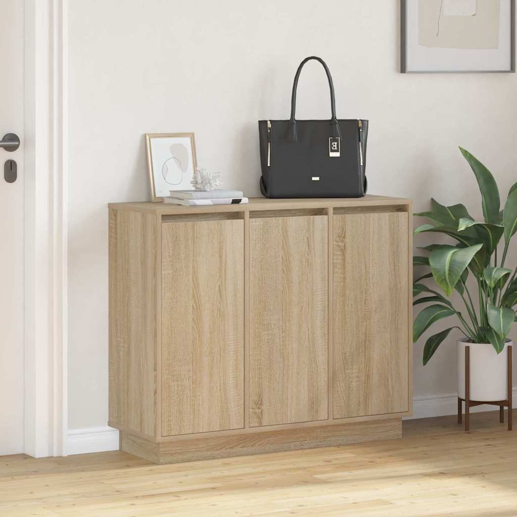 LED sideboard Sonoma eik 90 x 32 x 75 cm Konstruert tre