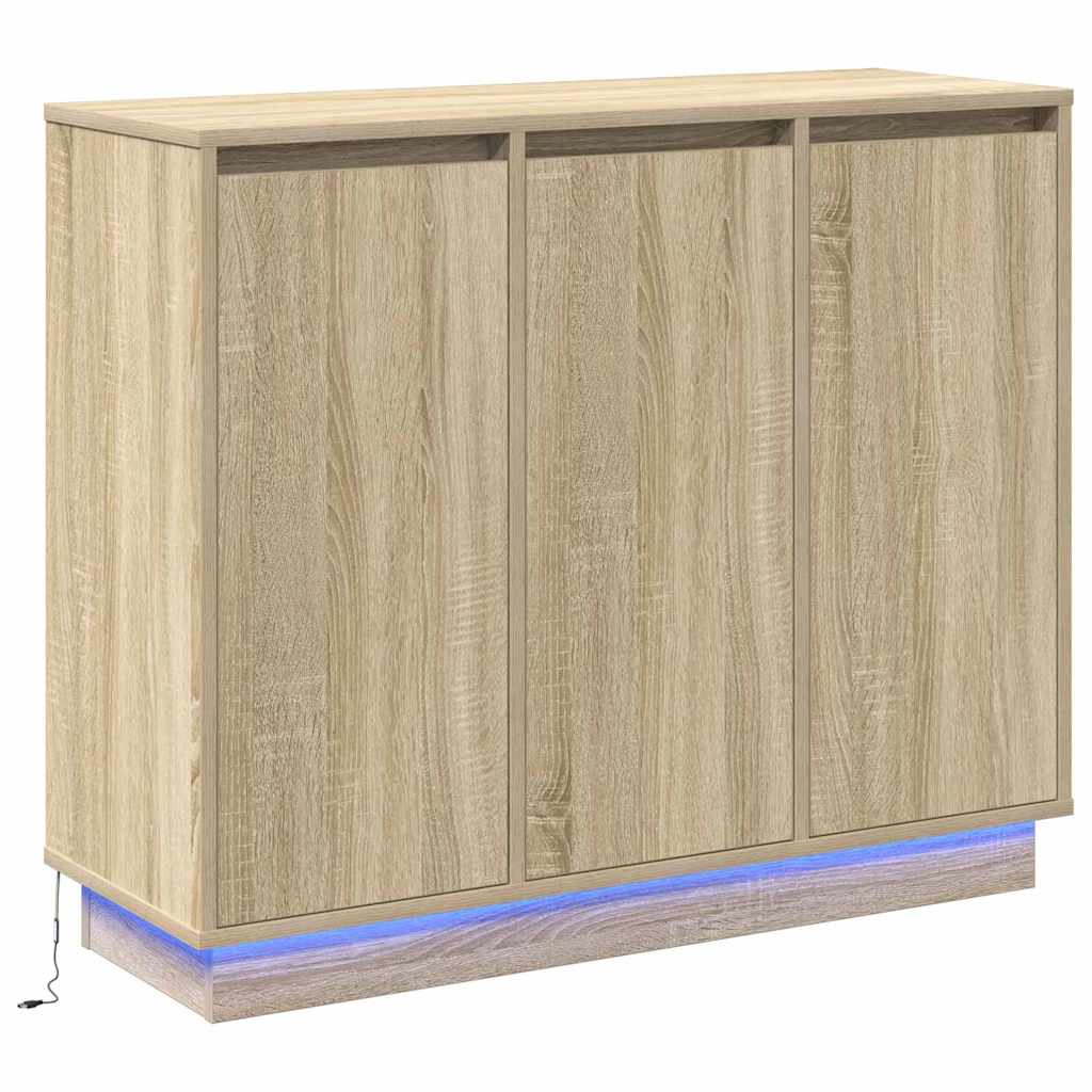 LED sideboard Sonoma eik 90 x 32 x 75 cm Konstruert tre