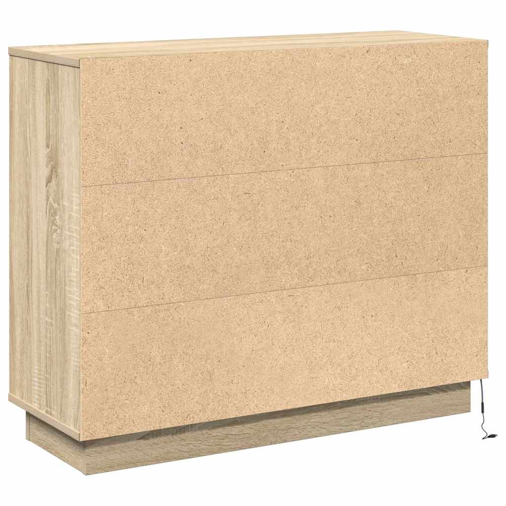 LED sideboard Sonoma eik 90 x 32 x 75 cm Konstruert tre