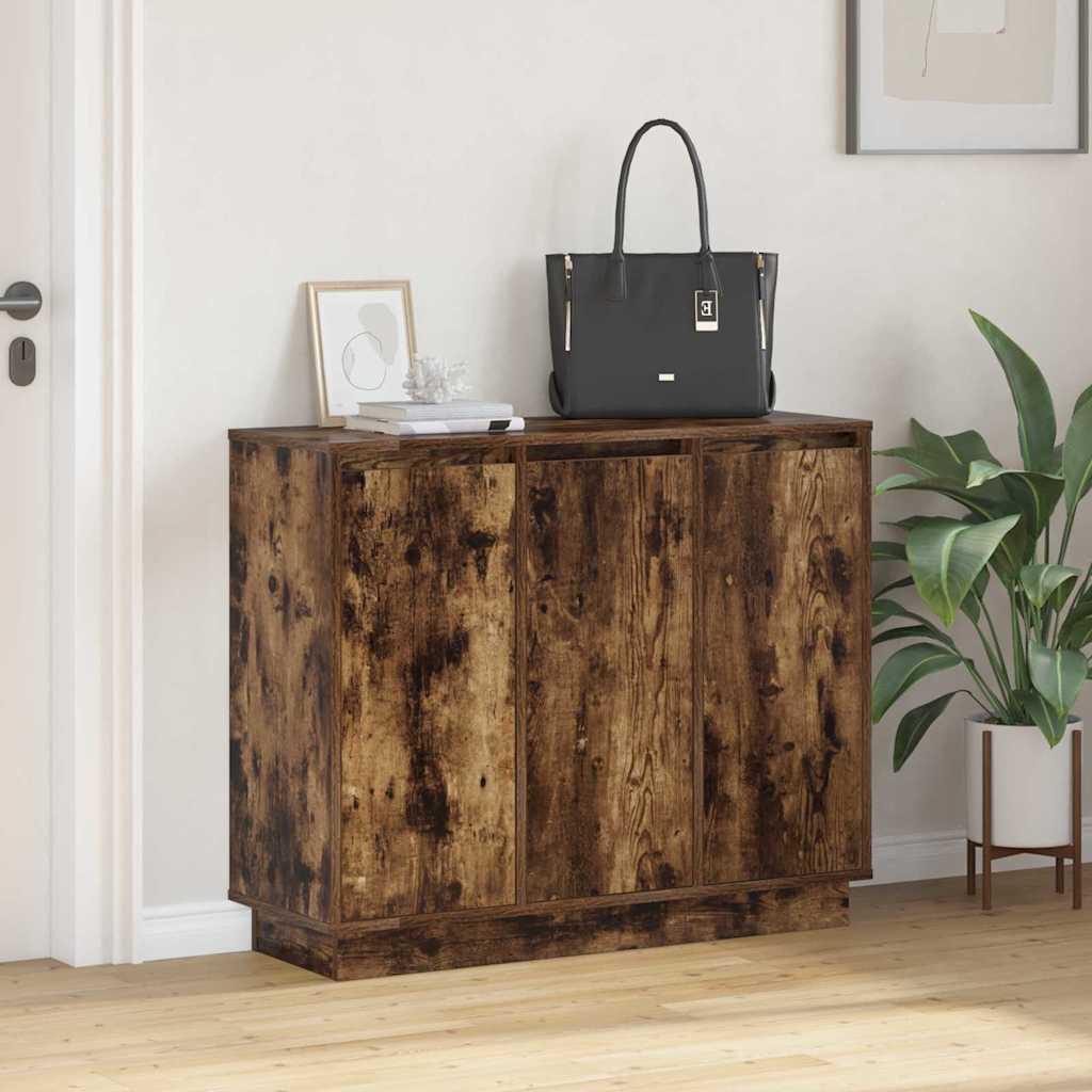LED sideboard Røkt eik 90 x 32 x 75 cm Konstruert tre