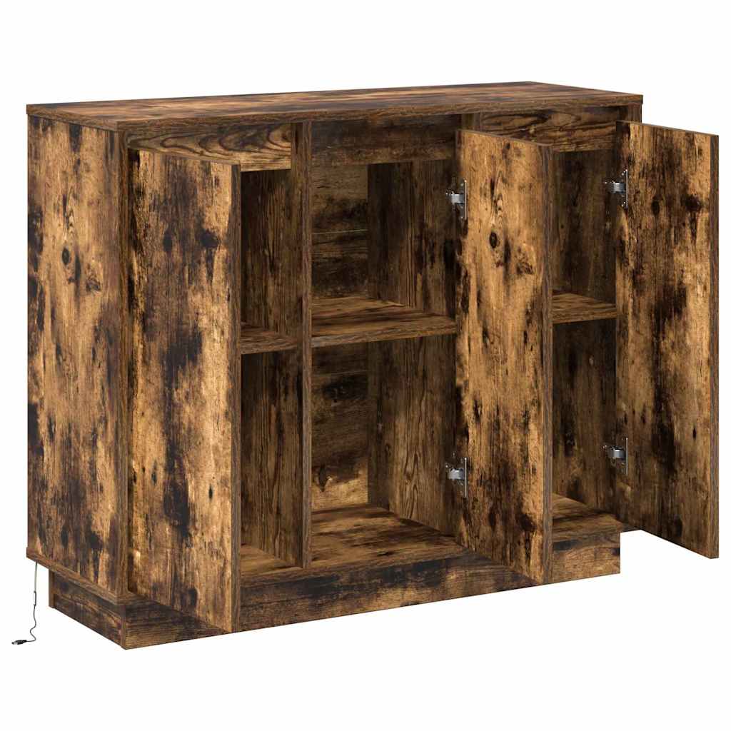 LED sideboard Røkt eik 90 x 32 x 75 cm Konstruert tre