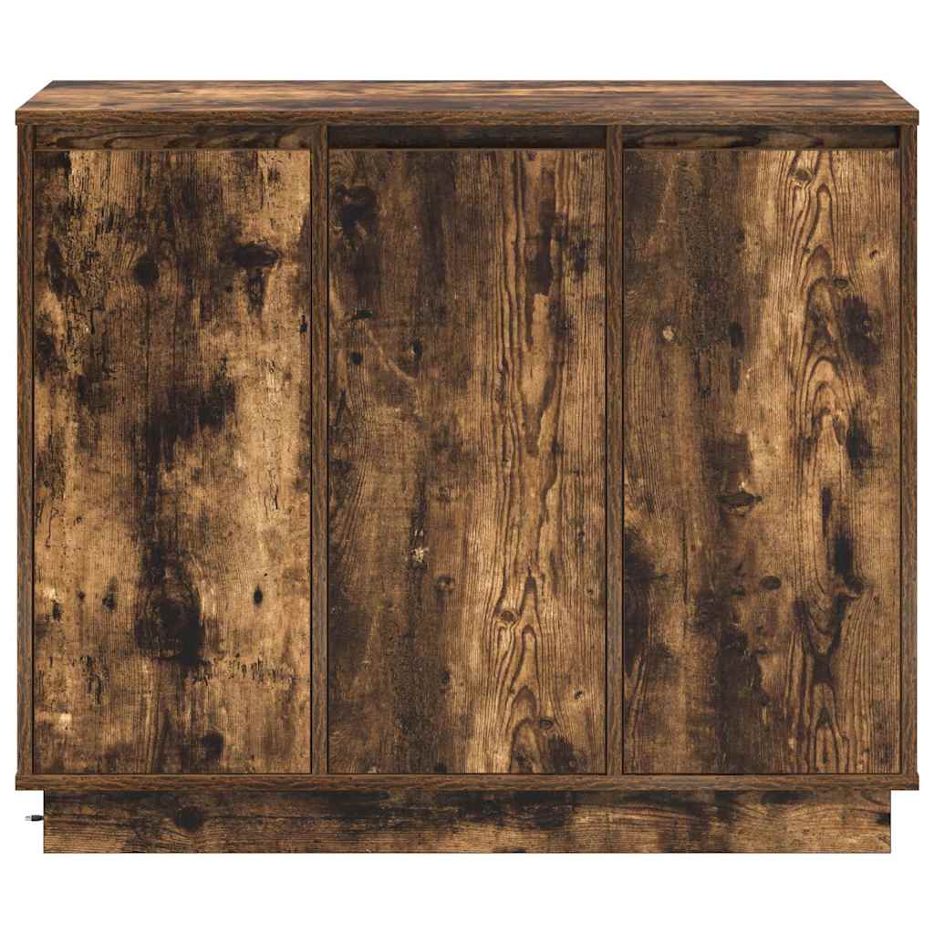 LED sideboard Røkt eik 90 x 32 x 75 cm Konstruert tre