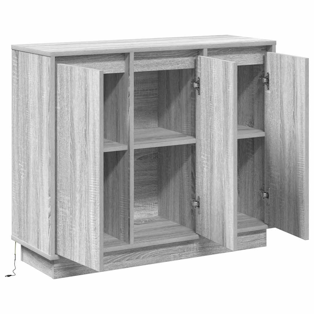 LED sideboard Grå Sonoma 90 x 32 x 75 cm Konstruert tre
