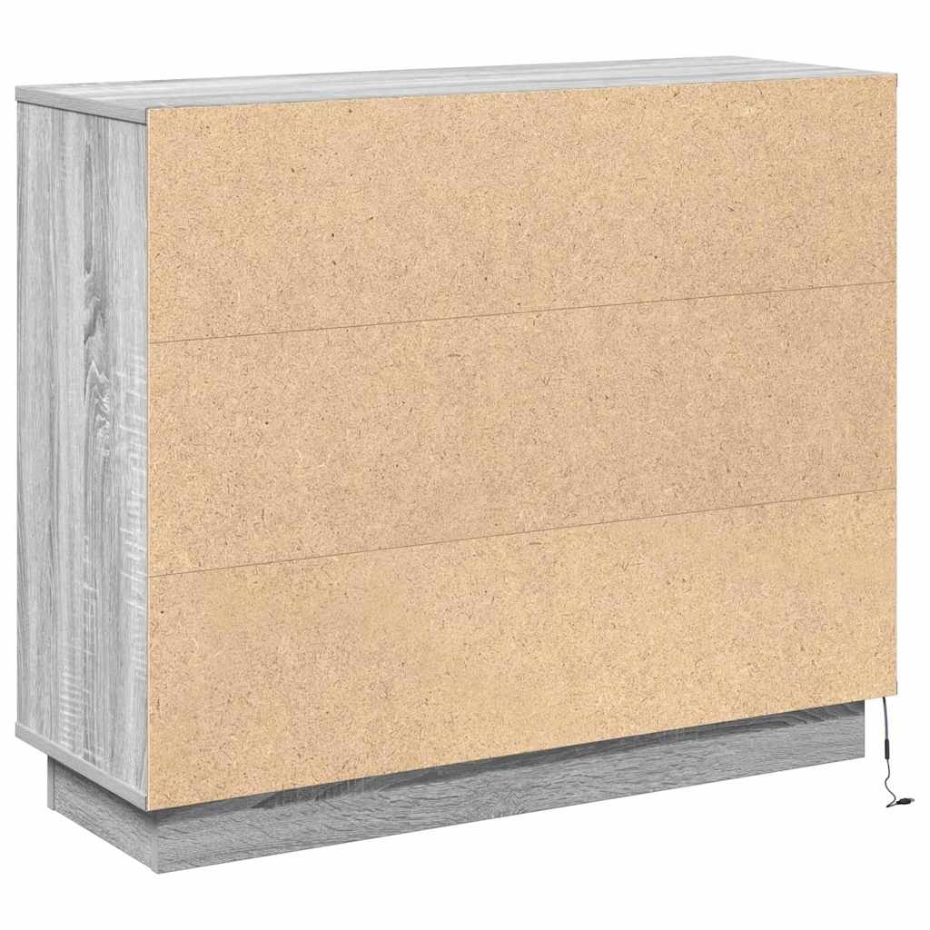 LED sideboard Grå Sonoma 90 x 32 x 75 cm Konstruert tre