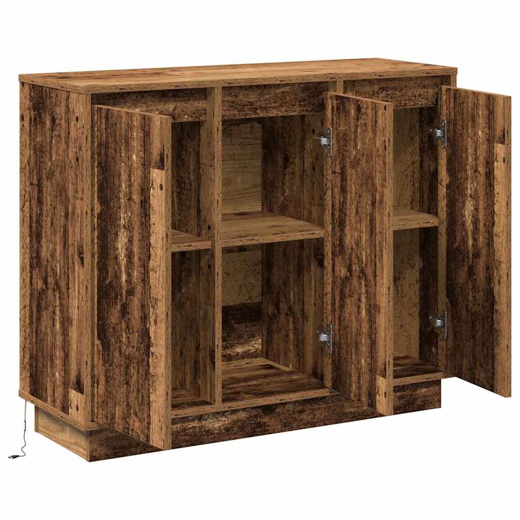 LED sideboard Gammelt tre 90 x 32 x 75 cm Konstruert tre