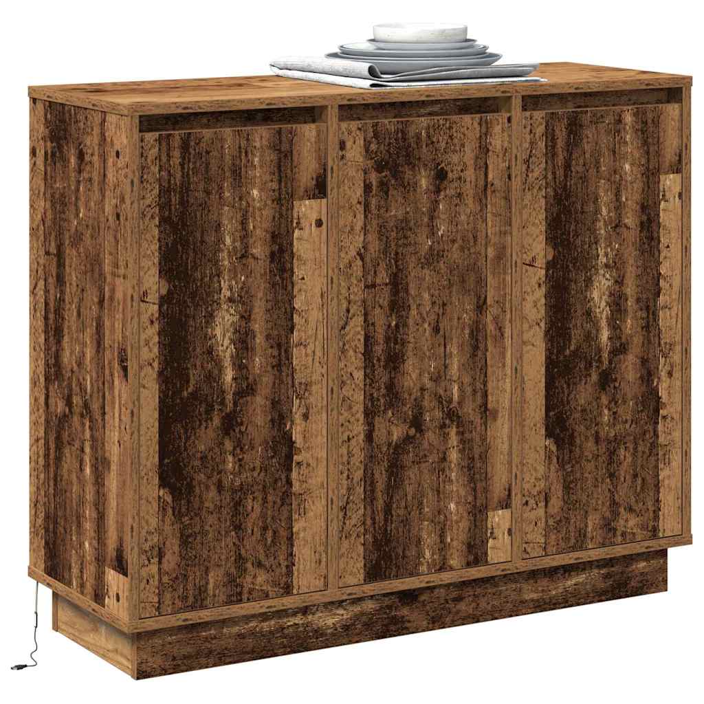LED sideboard Gammelt tre 90 x 32 x 75 cm Konstruert tre