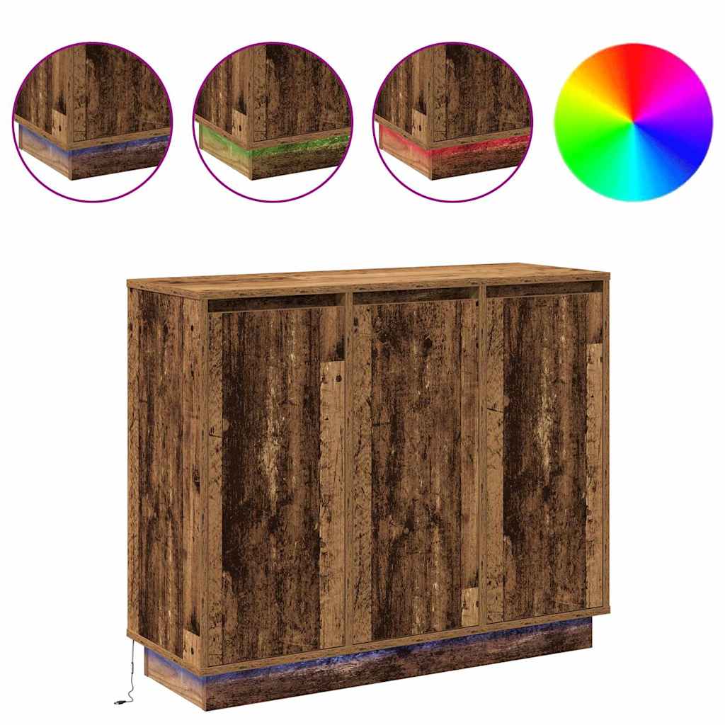 LED sideboard Gammelt tre 90 x 32 x 75 cm Konstruert tre