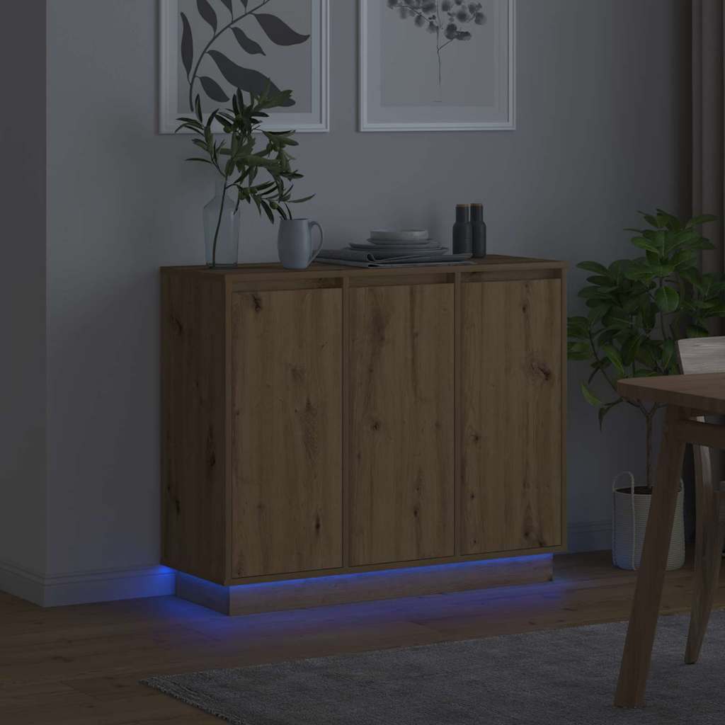 LED sideboard Artisan Eik 90 x 32 x 75 cm Konstruert tre