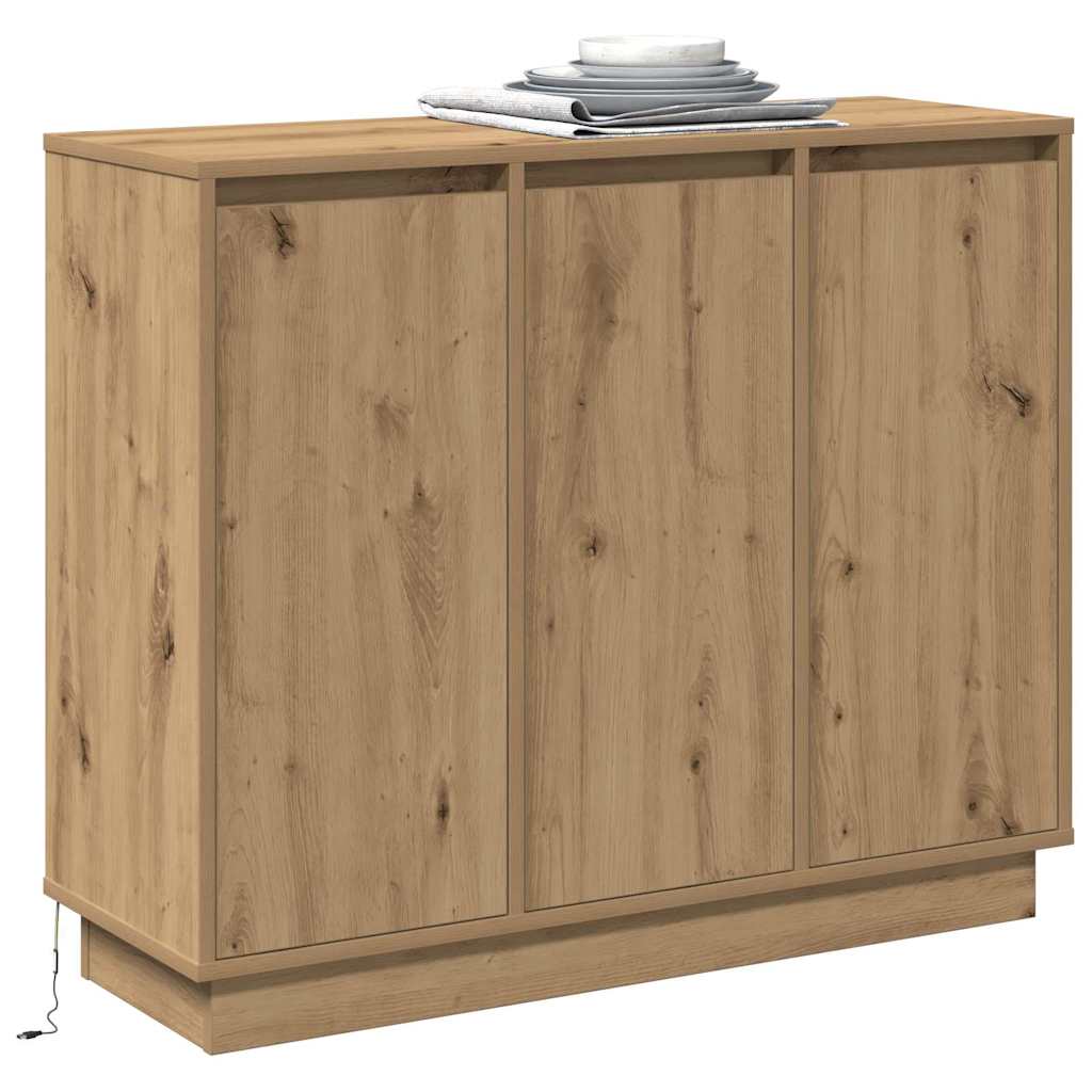 LED sideboard Artisan Eik 90 x 32 x 75 cm Konstruert tre