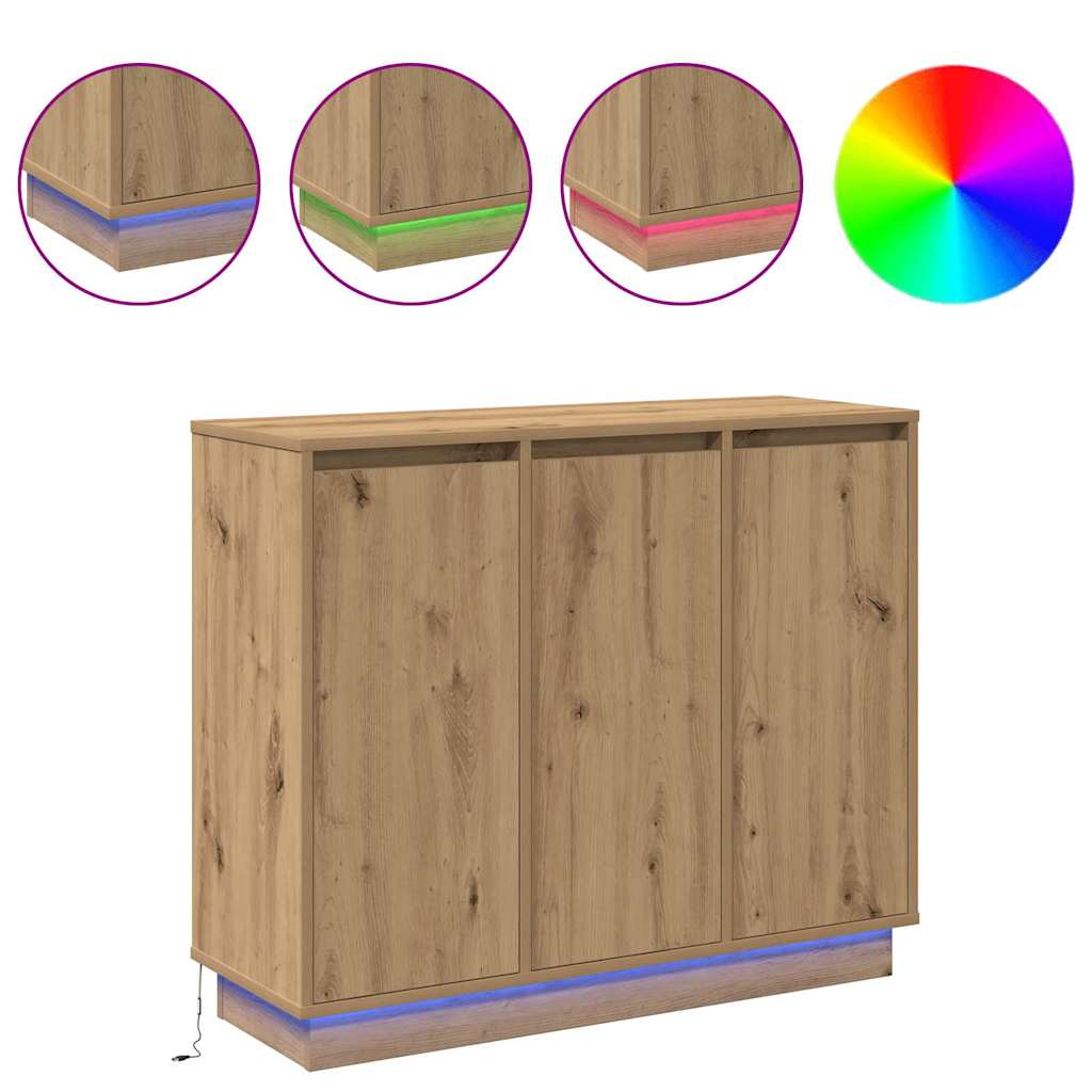 LED sideboard Artisan Eik 90 x 32 x 75 cm Konstruert tre