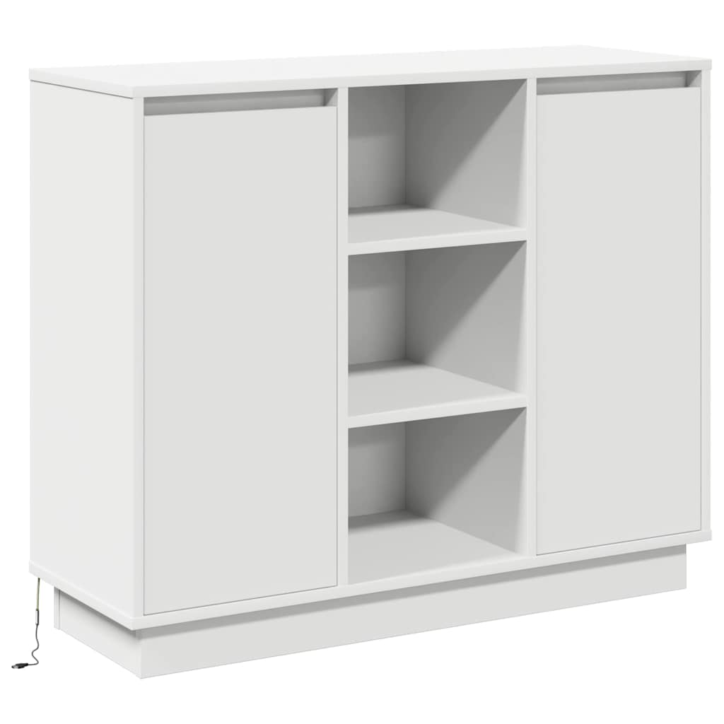 LED sideboard Hvit 90 x 32 x 75 cm Konstruert tre