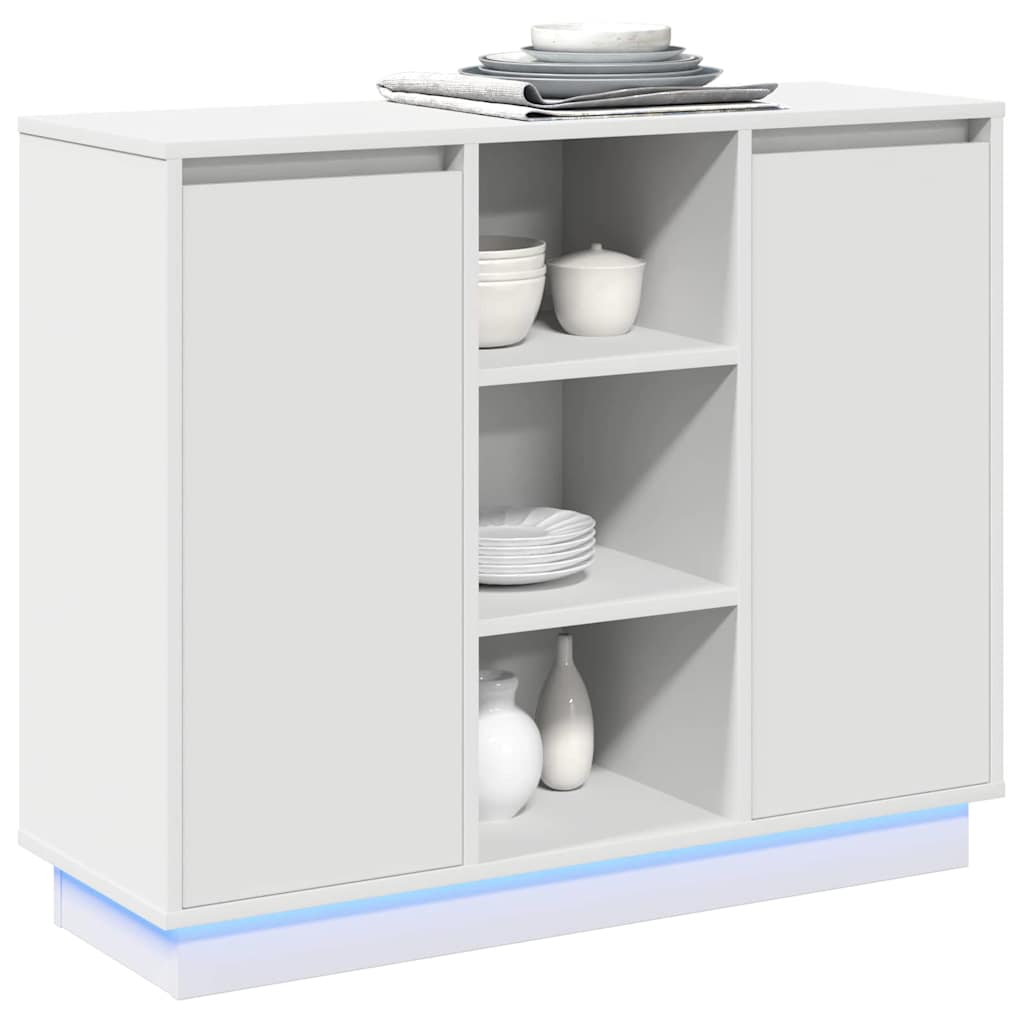 LED sideboard Hvit 90 x 32 x 75 cm Konstruert tre