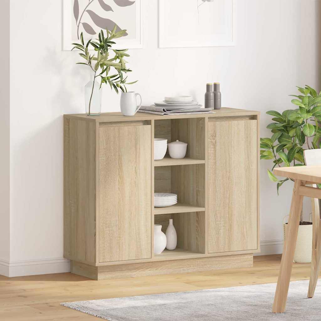 LED sideboard Sonoma eik 90 x 32 x 75 cm Konstruert tre