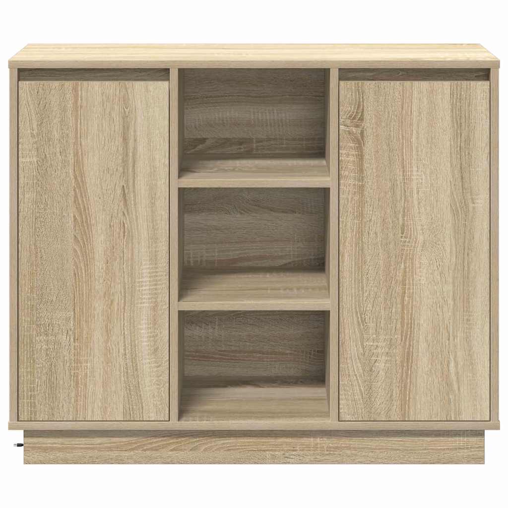 LED sideboard Sonoma eik 90 x 32 x 75 cm Konstruert tre