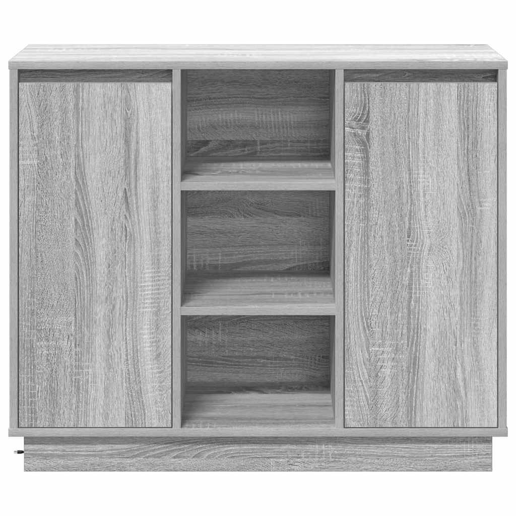 LED sideboard Grå Sonoma 90 x 32 x 75 cm Konstruert tre