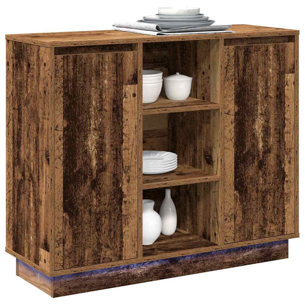 LED sideboard Gammelt tre 90 x 32 x 75 cm Konstruert tre