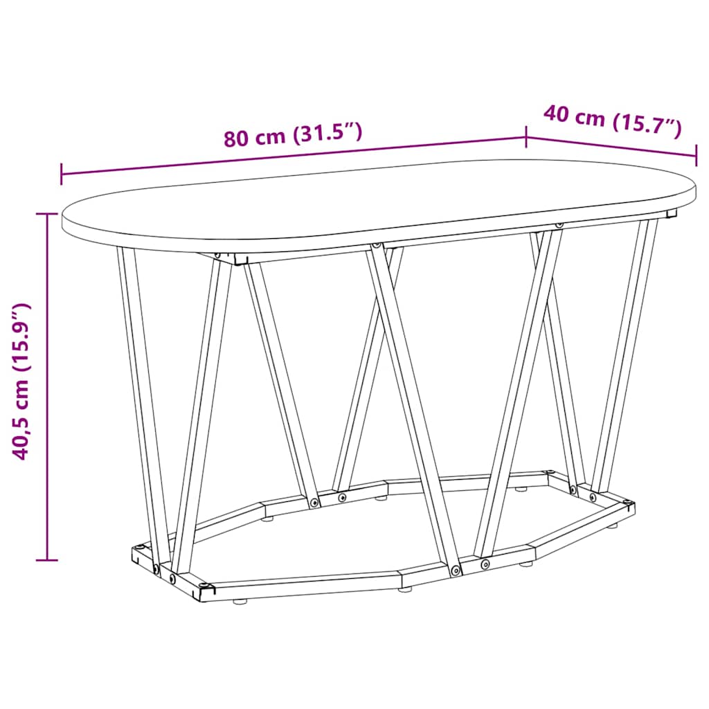 Kaffebord Gamle tre 80 x 40 x 40.5 cm Ingeniørtre og metall